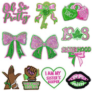 Green Pink Sisterhood Patches Set (11 patches)