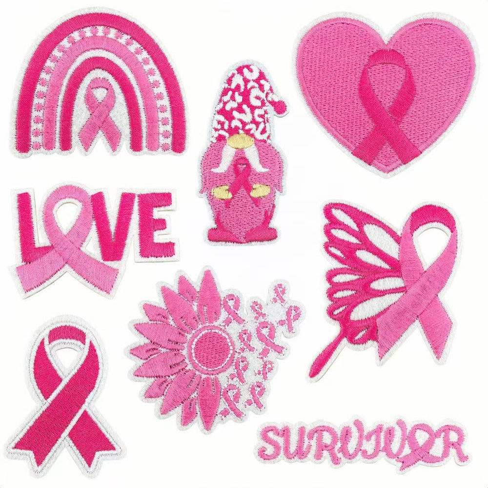 Pink Ribbon Patch Set ( 8 Patches)